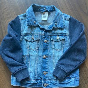 H&M Denim Jacket with Sweatshirt Sleeves - Size 6-7